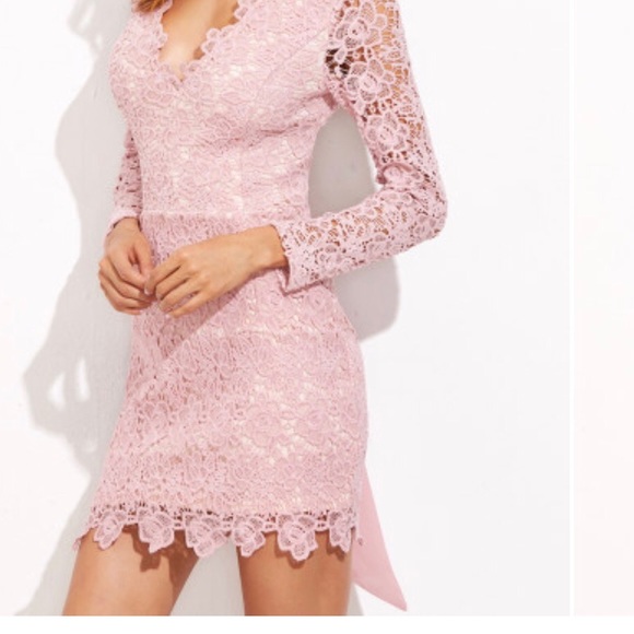 bow tie open back embroidered lace dress